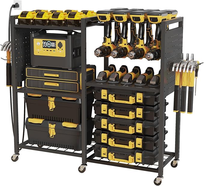 6-Tier Large Power Tool Organizer Cart with